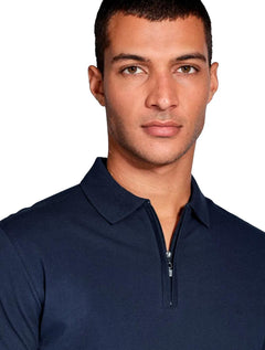 Polo Aramis Masculina Piquet Ziper Azul Marinho