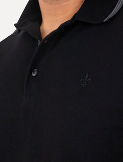 Polo Dudalina Masculina Piquet Gola Frisos Degrade Preta