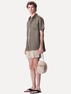 Short Osklen Masculino Fluid Linen Pleats Off-White