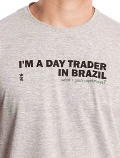Camiseta Sergio K Masculina Trader Super Power Cinza Mescla