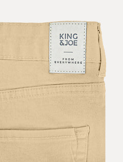 Calça King & Joe Sarja Masculina Slim Grey Tag Cáqui