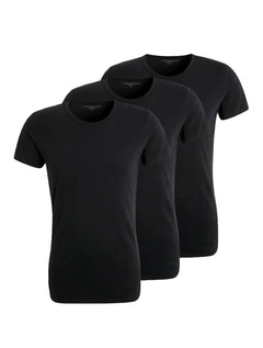 Camisetas Tommy Hilfiger Masculinas Classic Crewneck Pretas Pack 3UN