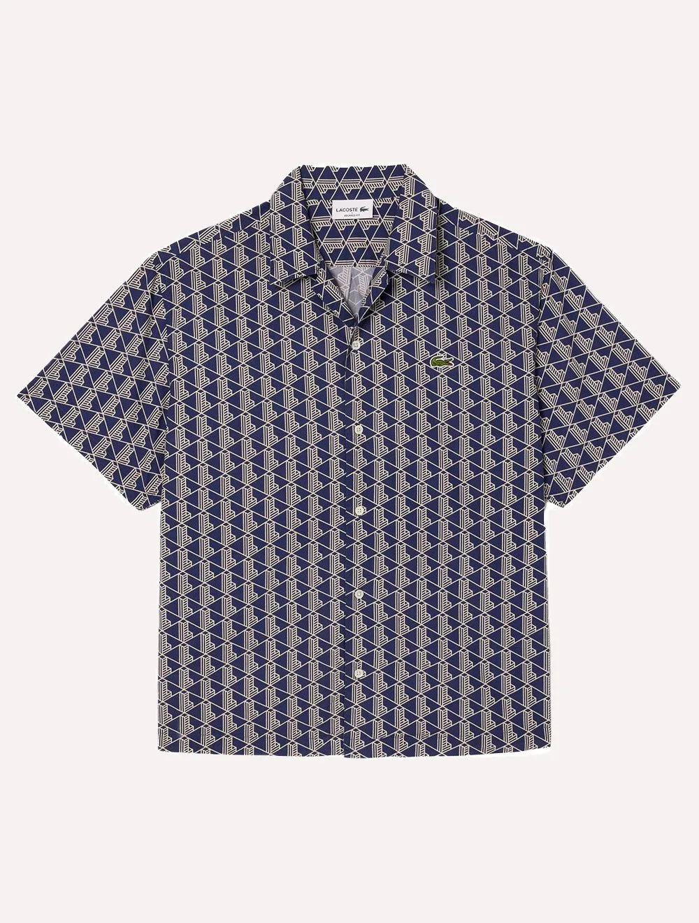 Camisa Lacoste Masculina Relaxed Manga Curta Monogram Icons Azul Marinho