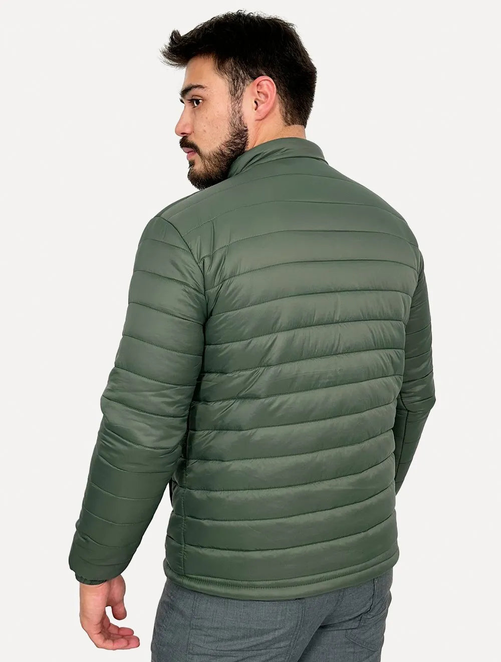 Jaqueta King & Joe Masculina Nylon Puffer Gola Verde Militar