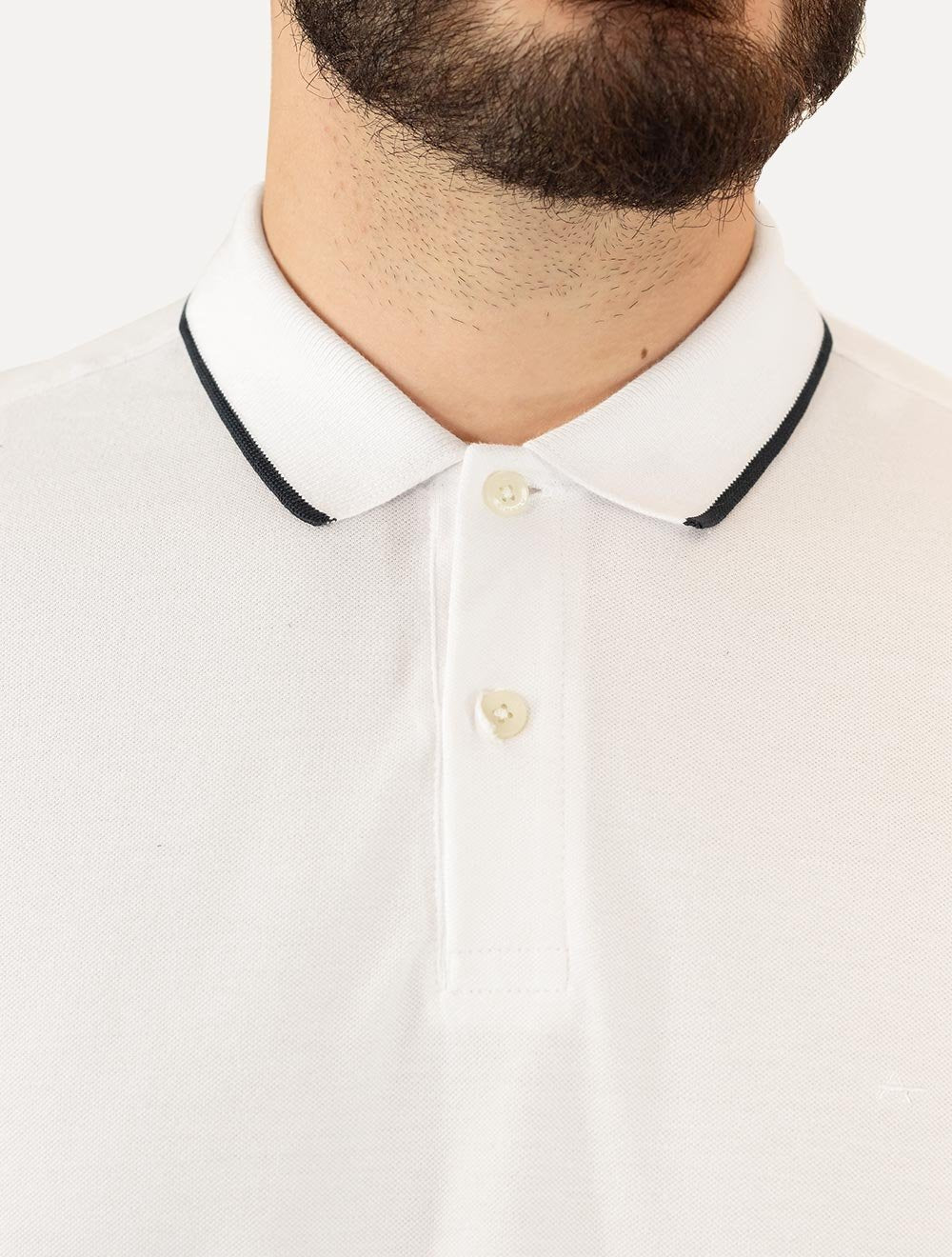 Polo Aramis Masculina Piquet Navy Friso Branca