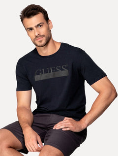 Camiseta Guess Masculina Rubber Logo Sash Azul Marinho