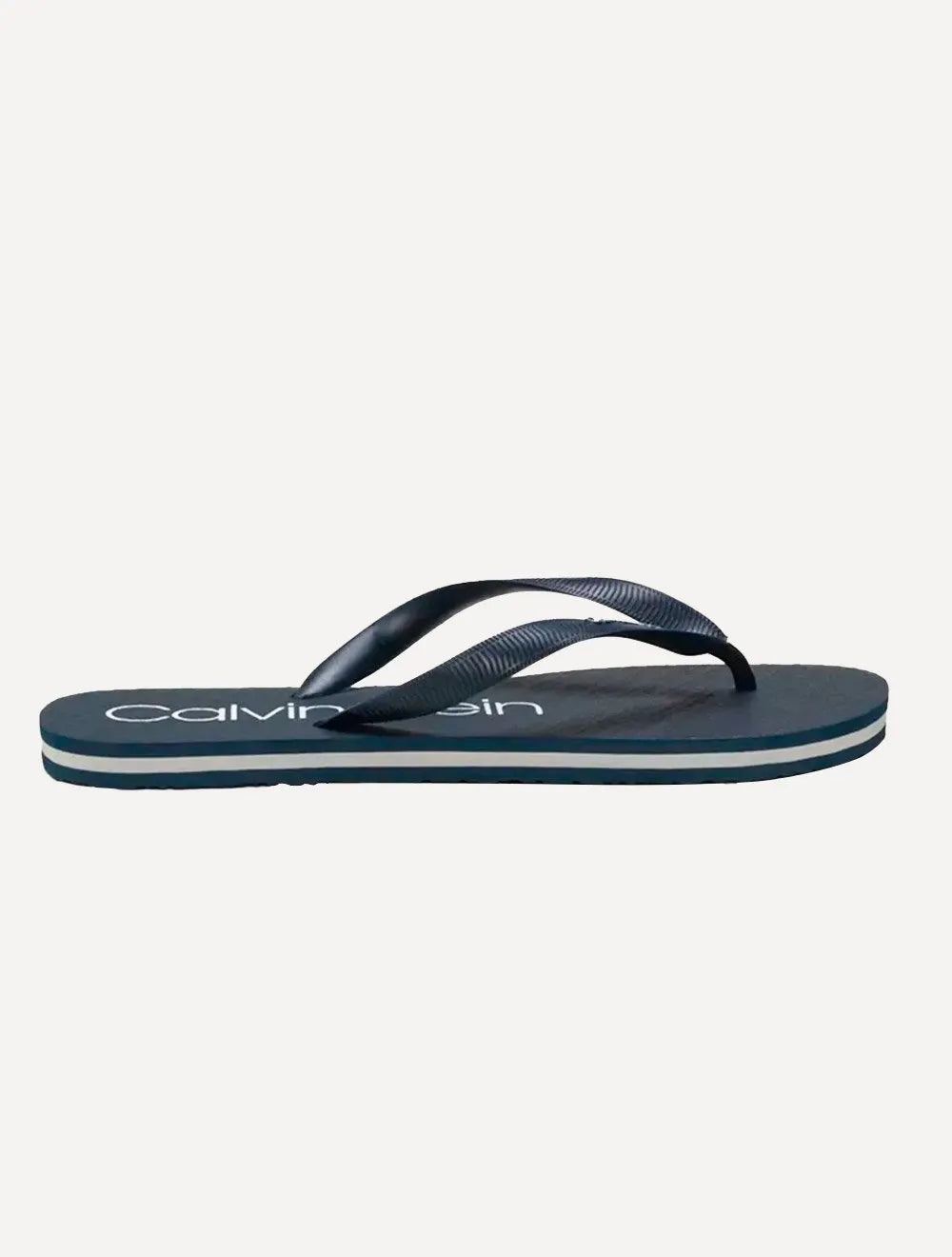 Chinelo Calvin Klein Swimwear Silk Basic Logo Azul Marinho