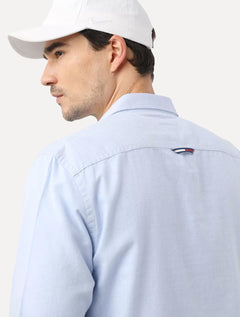 Camisa Tommy Jeans Masculina Regular Classic Oxford Azul Jeans Mescla