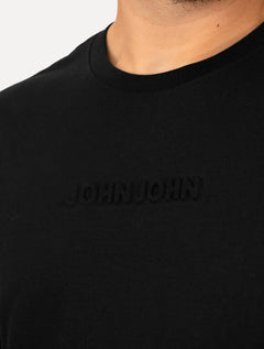 Camiseta John John Masculina Regular Embossed Logo Black Preta