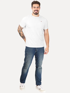 Camiseta Replay Masculina Regular Basic Crewneck Embroidery Logo Branca