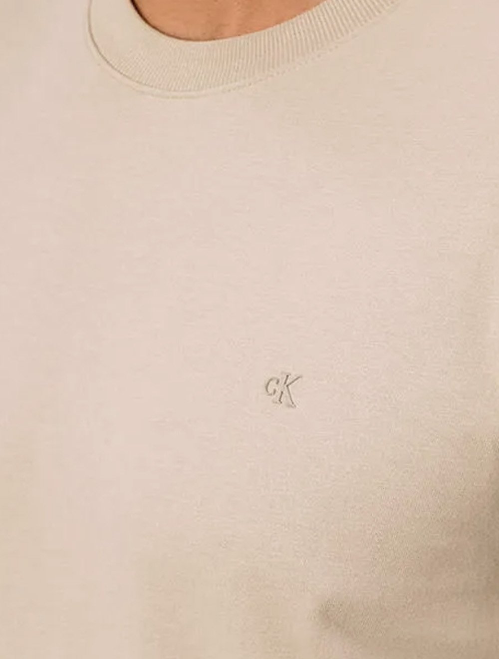 Camiseta Calvin Klein Jeans Masculina Malhão CK Logo Cáqui Claro