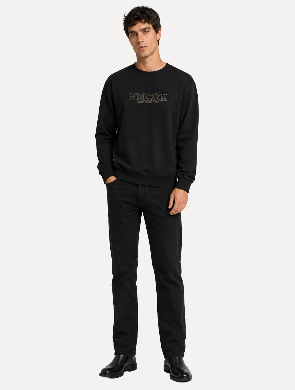 Moletom Ellus Masculino Crewneck Fleece New Future Preto