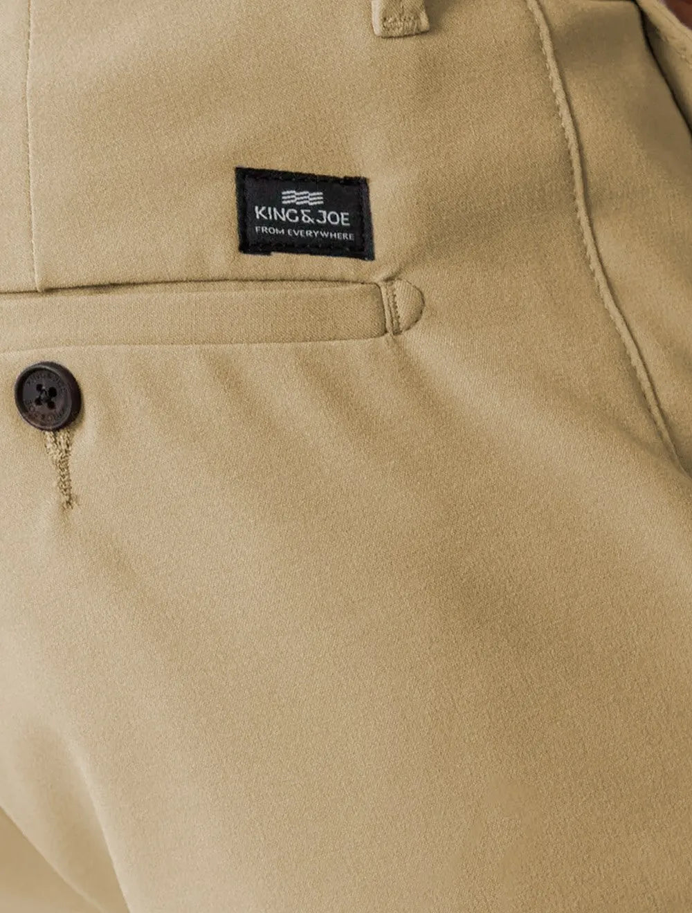 Calça King & Joe Masculina Alfaiataria Elastano Easytech Paper Cáqui