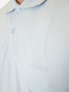 Polo Guess Masculina Piquet Frieze Logo Relief Azul Claro