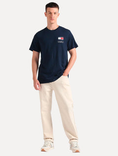 Camiseta Tommy Jeans Masculina Regular Essential Flag Text Azul Marinho