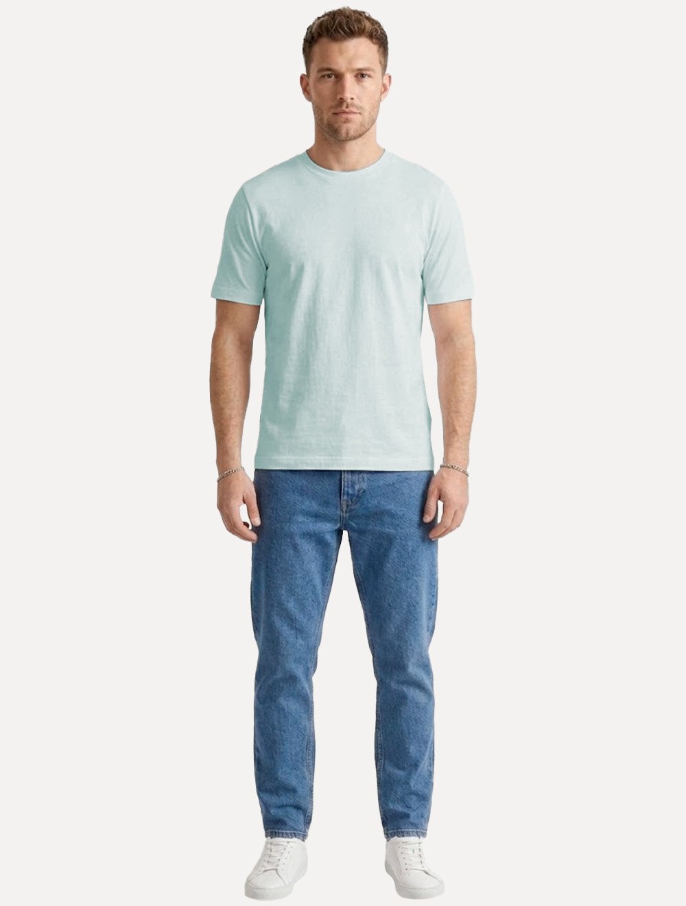 Camiseta Individual Masculina Comfort Pima Soft Touch Logo Azul Claro