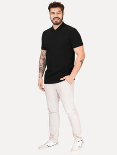 Polo Calvin Klein Masculina Piquet Slim Half Zip Preta