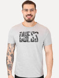 Camiseta Guess Masculina Eroded Logo Print Cinza Mescla