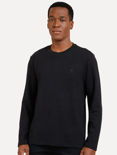 Blusa Aramis Masculina Regular Suedine Canelado Preta