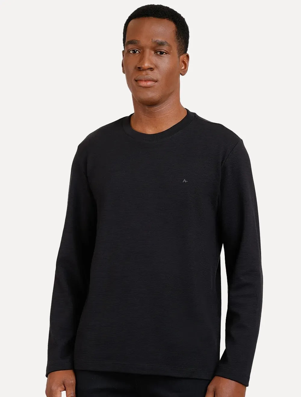 Blusa Aramis Masculina Regular Suedine Canelado Preta