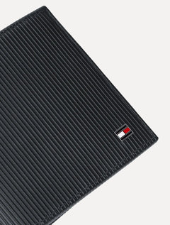 Carteira Tommy Hilfiger Masculina Couro Mini Flag Textura Vertical Azul Marinho