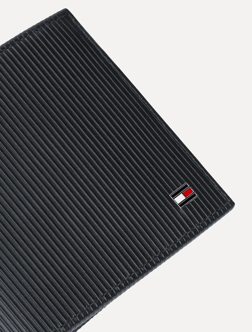 Carteira Tommy Hilfiger Masculina Couro Mini Flag Textura Vertical Azul Marinho
