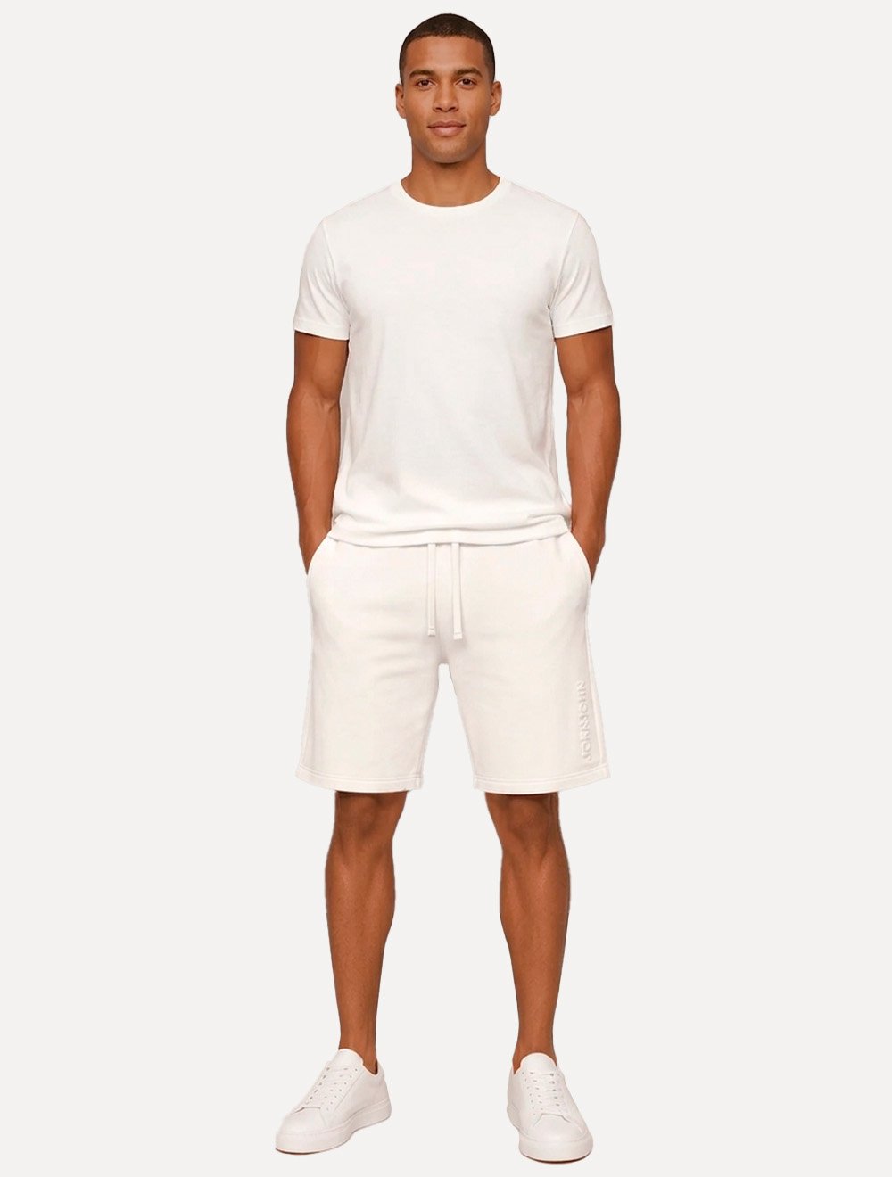 Bermuda John John Masculina Moletom Embossed Logo Off White