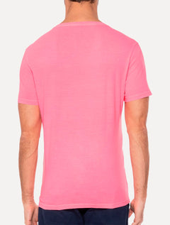 Camiseta Ellus Masculina Cotton Fine Maxi Splash Logo Neon Rosa