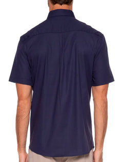 Camisa Ellus Masculina Manga Curta Tricoline LY Classic Italian Azul Marinho