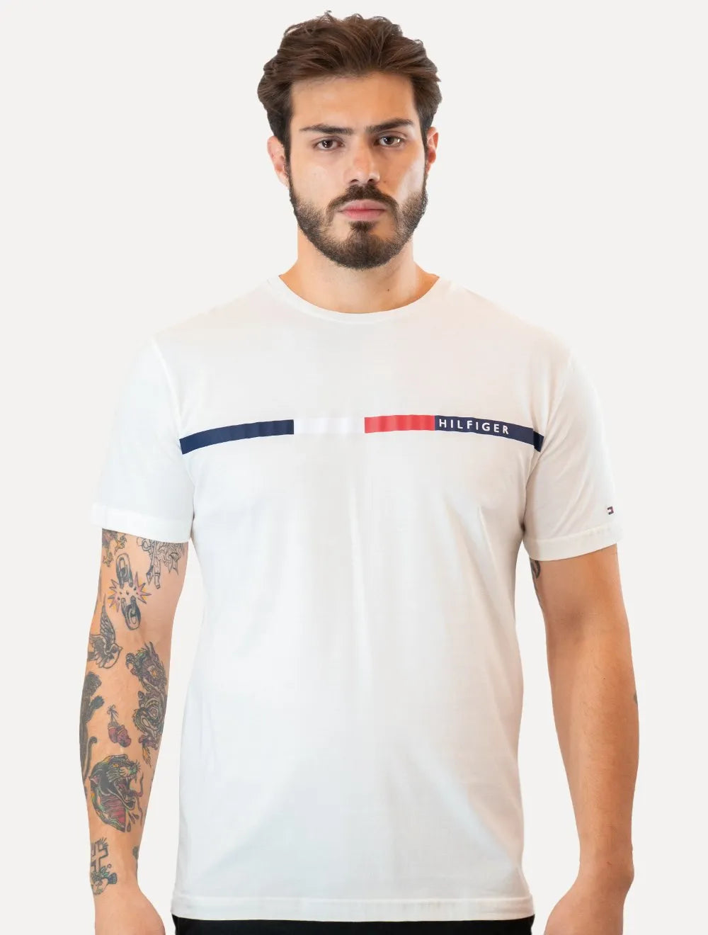 Camiseta Tommy Hilfiger Masculina Chest Bar Graphic Branca