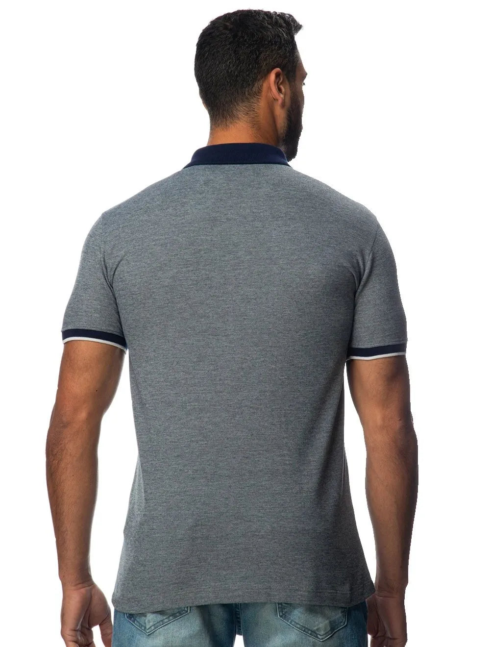 Polo Guess Masculina Piquet Smart Blue Azul Marinho Mescla