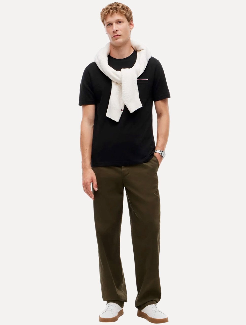 Camiseta Tommy Hilfiger Masculina Regular Piquet Pocket Preto
