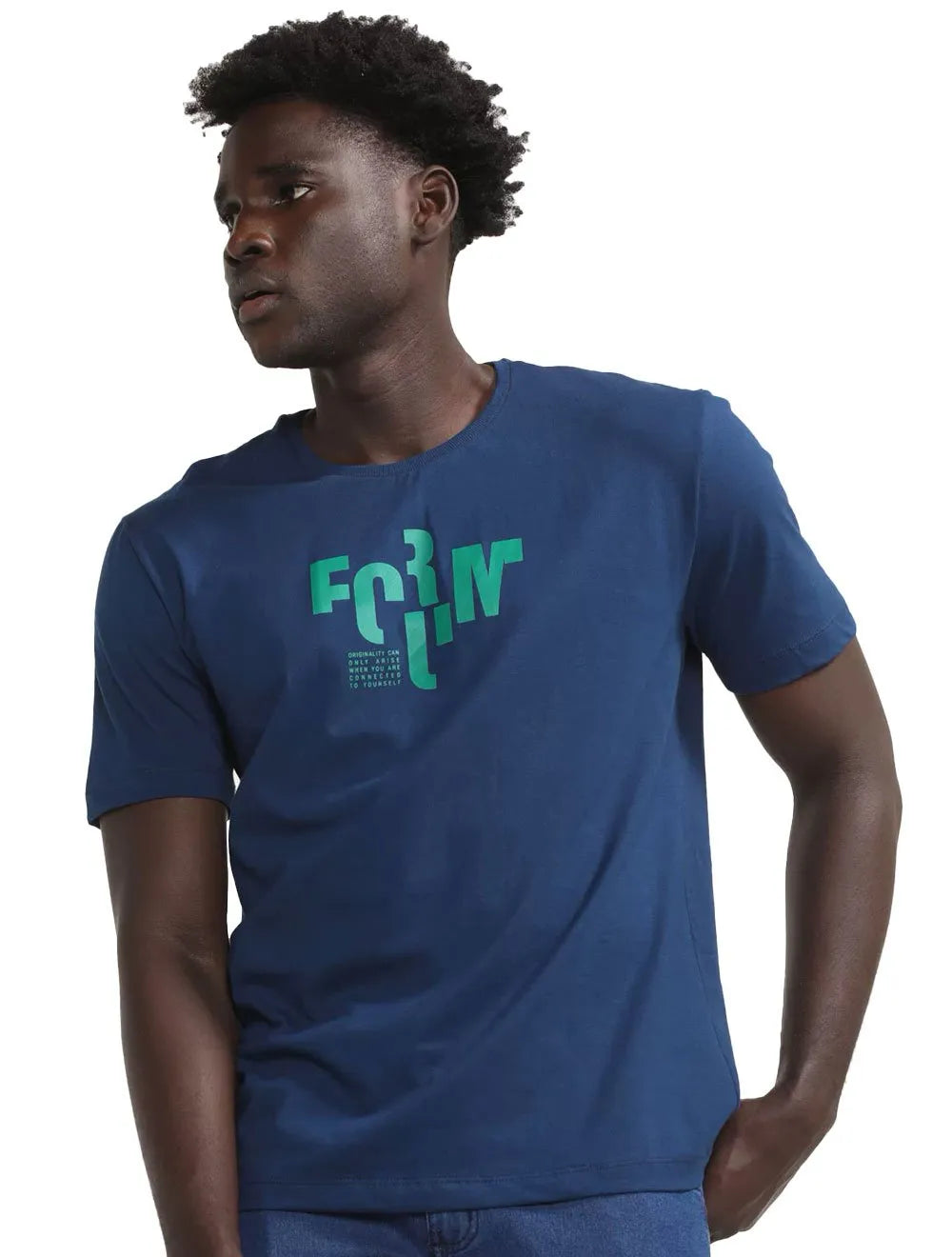 Camiseta Forum Masculina New Box Logo Originality Azul Escuro