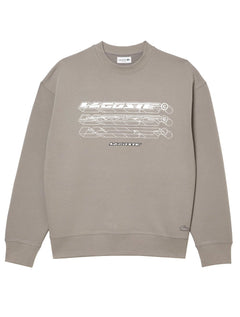 Moletom Lacoste Masculino Crewneck Loose Branded Cinza Claro