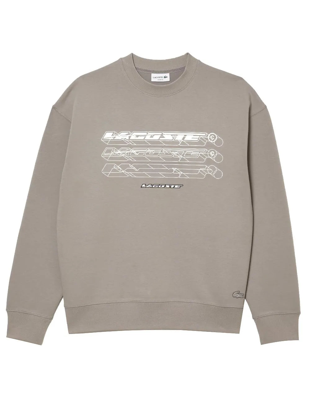 Moletom Lacoste Masculino Crewneck Loose Branded Cinza Claro
