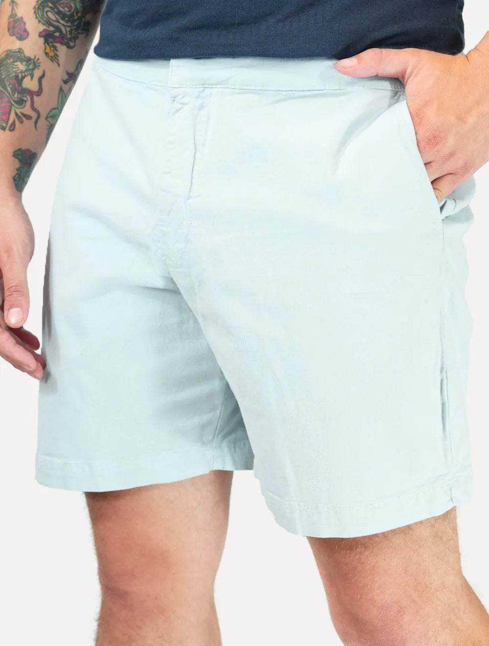 Bermuda Sergio K Chino Sarja Elastano Com Fivela S26 Azul Claro