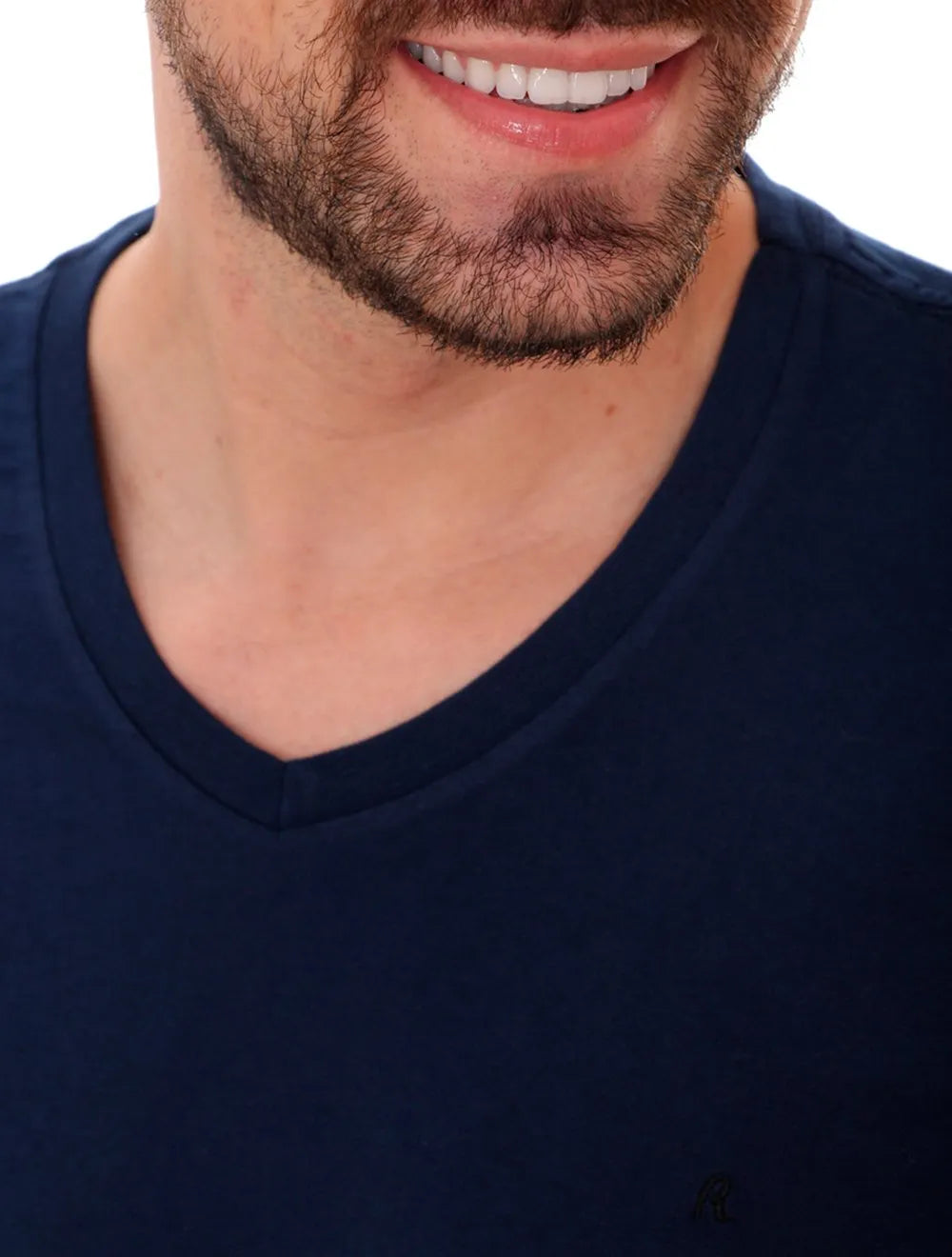 Camiseta Replay Masculina R Basic V-Neck Azul Noturno