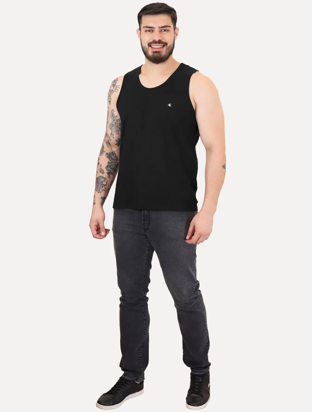 Regata Calvin Klein Jeans Masculina Chest CK Logo Preta