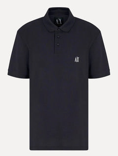 Polo Armani Exchange Masculina Regular Fit Logo Icon AX Azul Marinho