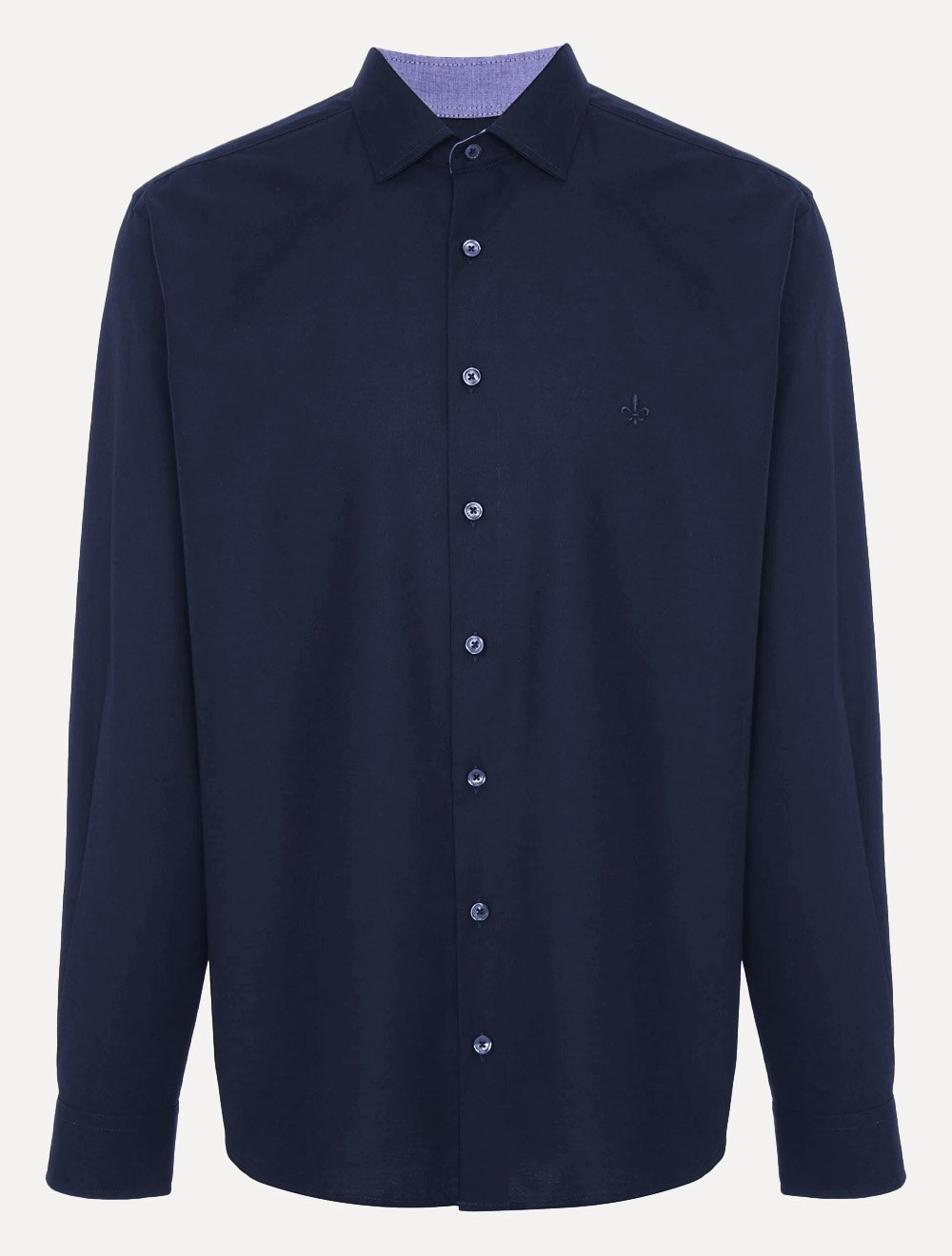 Camisa Dudalina Masculina Comfort Superfine Cotton Mono Logo Azul Escuro