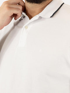 Polo Aramis Masculina Piquet Navy Friso Branca