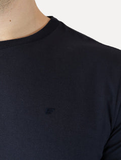 Camiseta Ellus Masculina Manga Longa Cotton Fine Classic Logo Azul Marinho