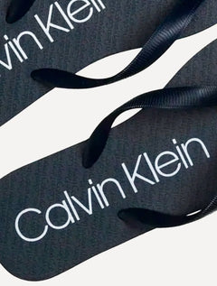 Chinelo Calvin Klein Swimwear Silk Basic Logo Azul Marinho