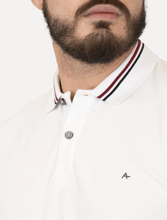 Polo Aramis Masculina Piquet Duo Frisos Branca