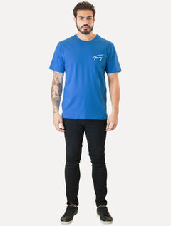 Camiseta Tommy Jeans Masculina Embroidered Signature Azul