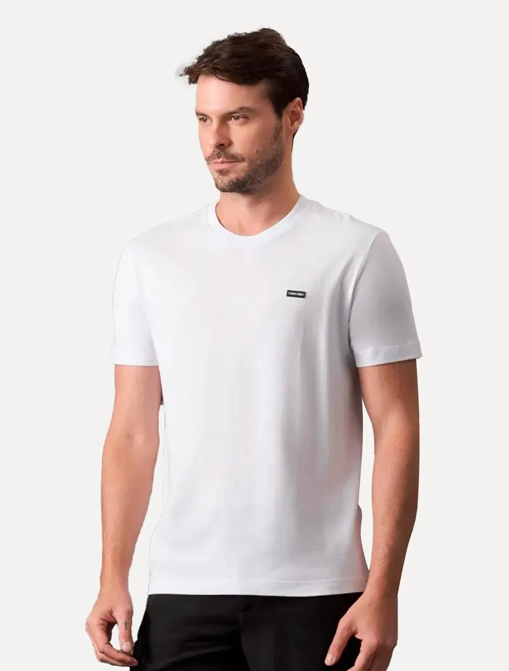 Camiseta Calvin Klein Masculina Piquet Orgânico Cotton Branca
