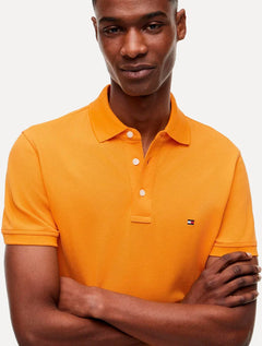 Polo Tommy Hilfiger Masculina Slim Piquet 1985 Flash Laranja
