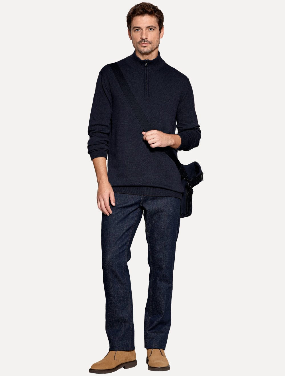 Blusa Aramis Masculina Tricot Gola Alta Half Zip Surton Azul Marinho