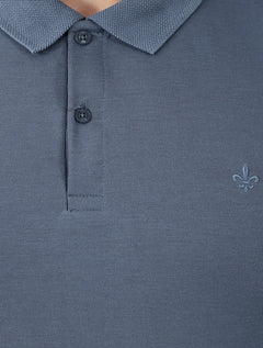 Polo Dudalina Masculina Malha Gola Binada Azul Escuro