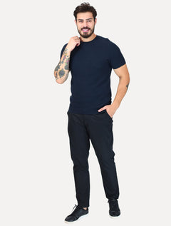 Tricô Dixen Manga Curta Gola Careca Azul Marinho